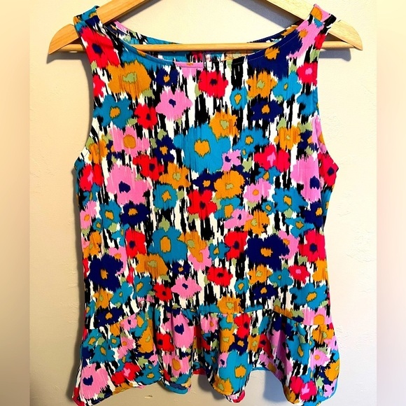 Adyson Parker Tops - Adyson Parker Vibrant Mixed Print Floral Peplum Tank Top Blouse Multi Size Small